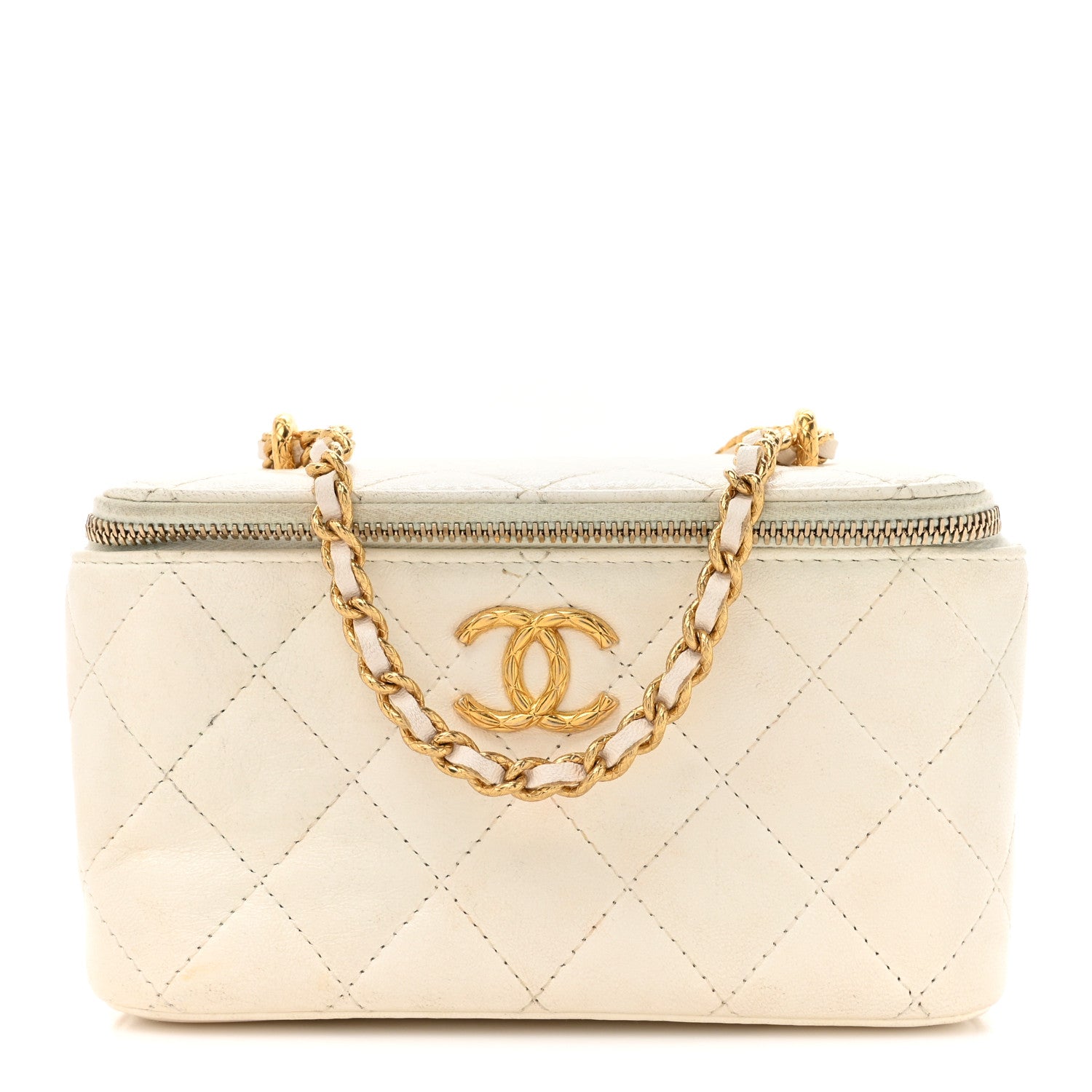 Chanel Lambskin Quilted Small CC Dynasty Vanity Case With Chain White 1 of 19