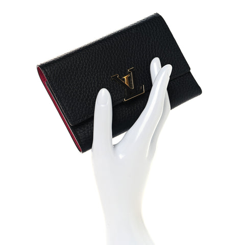 Taurillon Capucines Compact Wallet Black