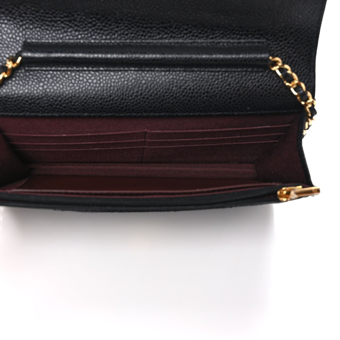 Caviar Quilted Wallet on Chain WOC Black
