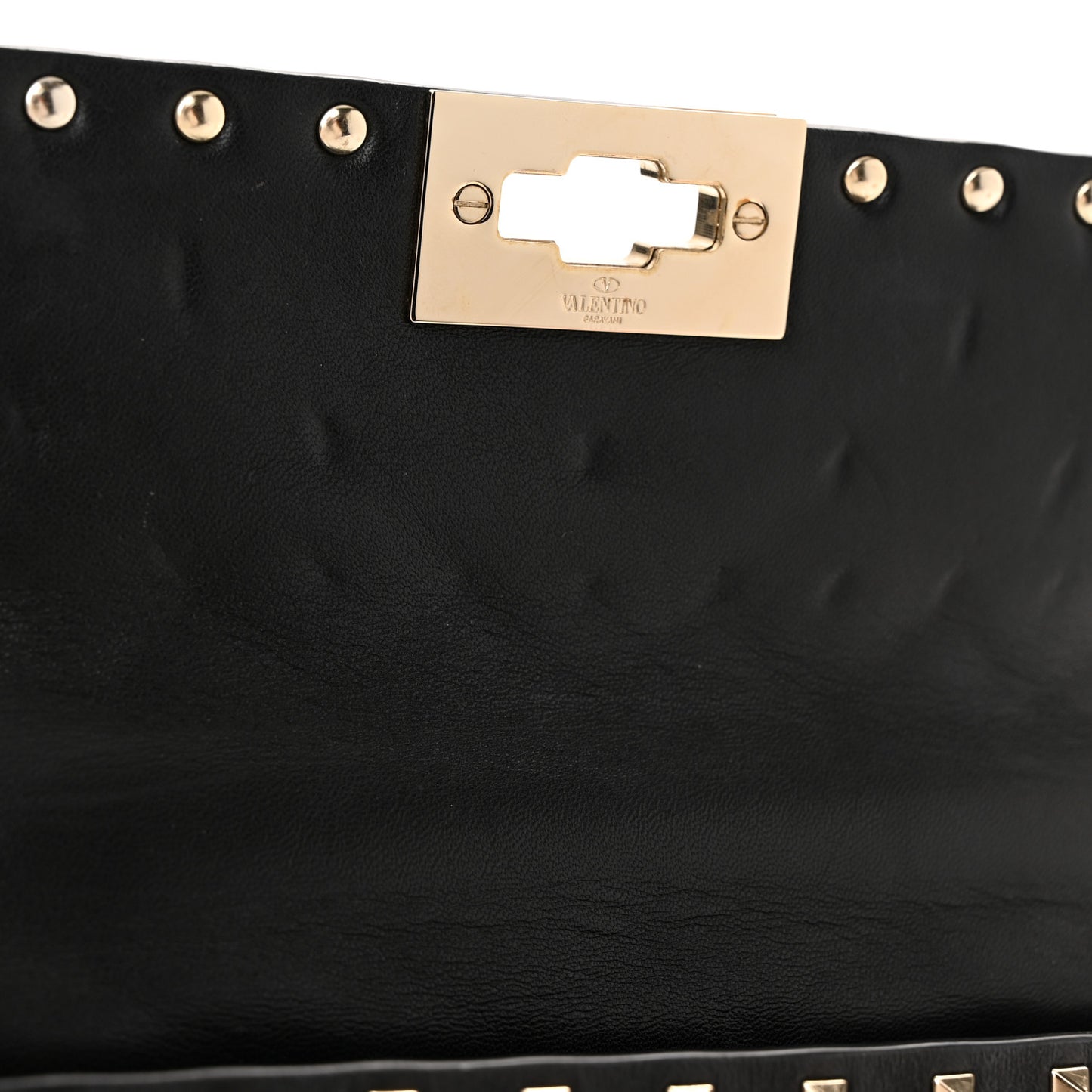 Lambskin Small Rockstud Spike Shoulder Bag Black