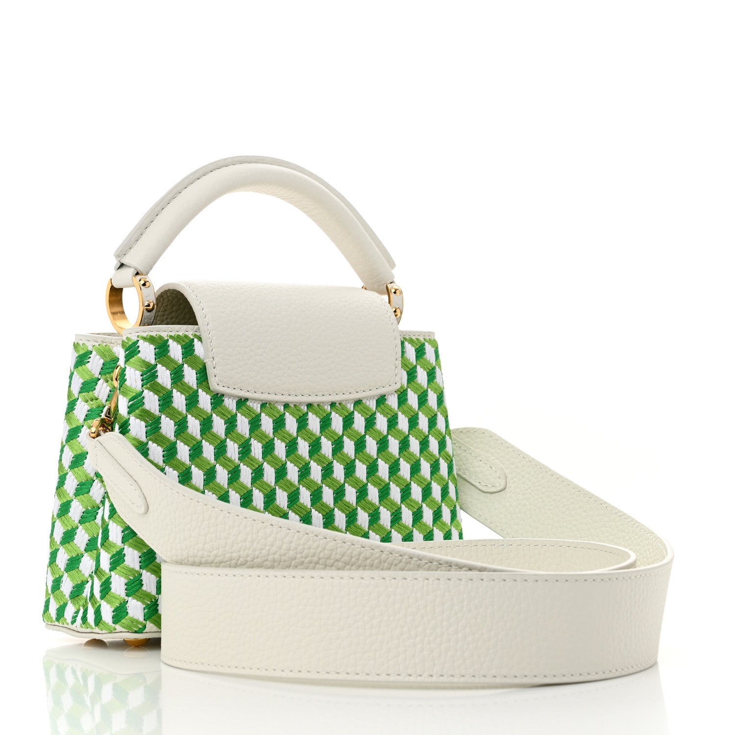 Louis Vuitton Taurillon Braided Capucines Mini Vert 3 of 11