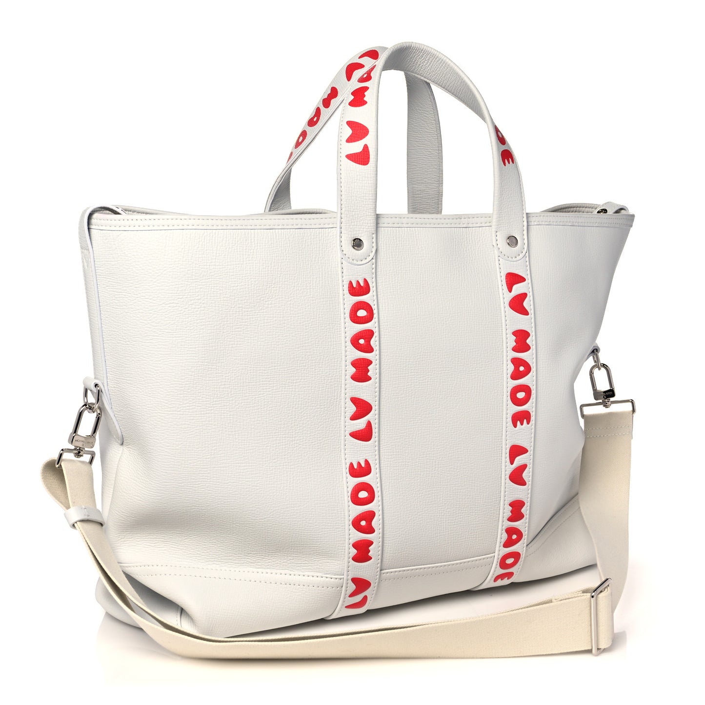 X NIGO Calfskin Tiger Journey Tote White