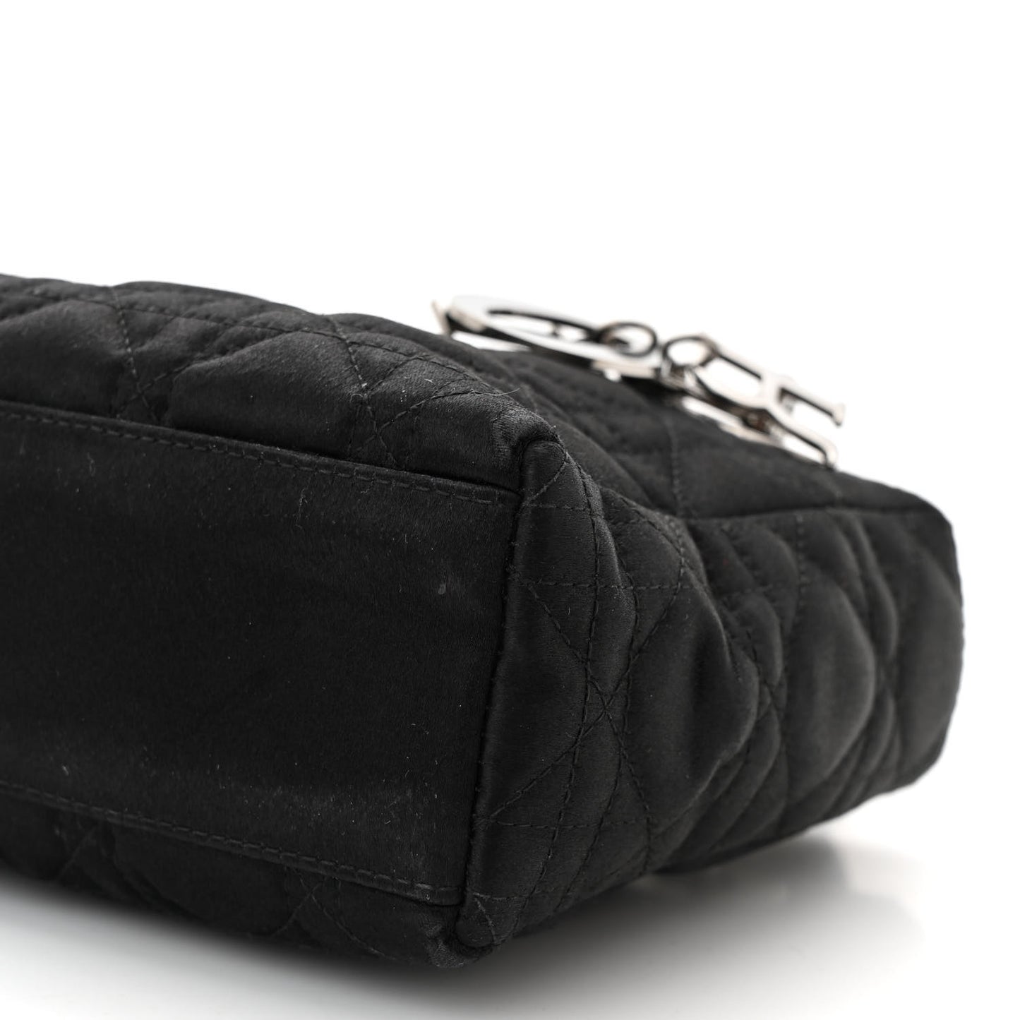 Satin Cannage Mini Lady Dior Black
