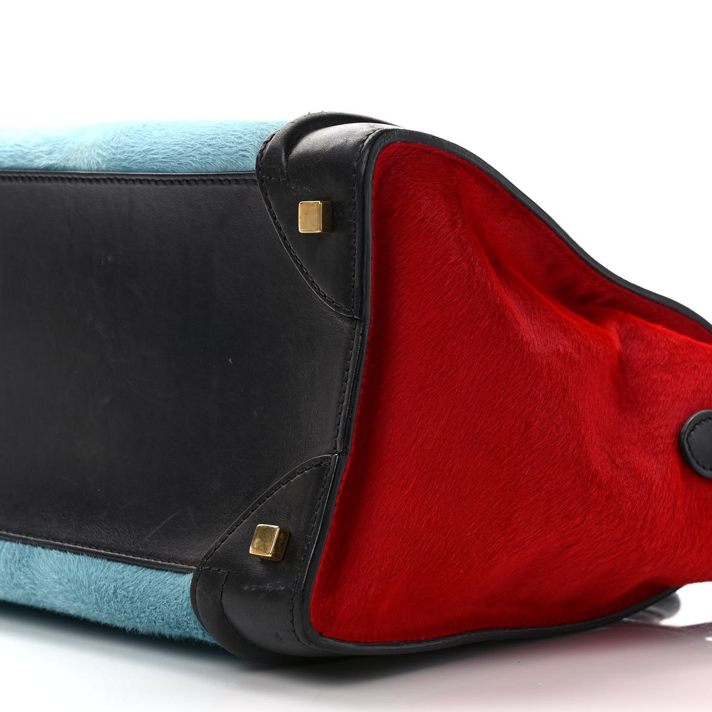Pony Hair Mini Tri-Color Luggage Glacier Red Black