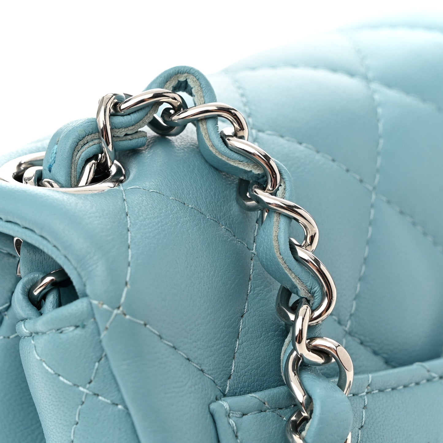 Lambskin Quilted Mini Square Flap Light Blue