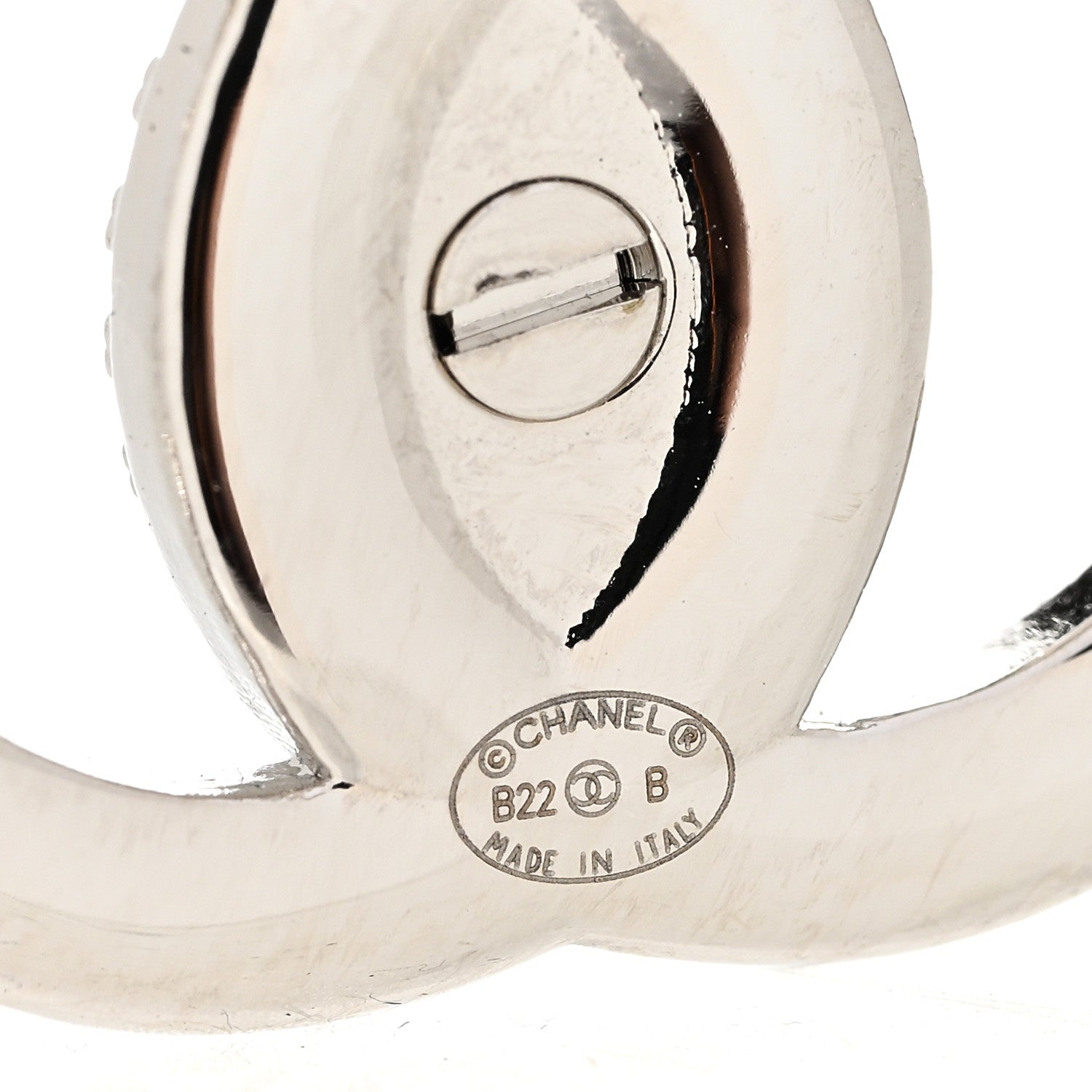 Chanel Crystal CC Turnlock Earrings Silver 4 of 5