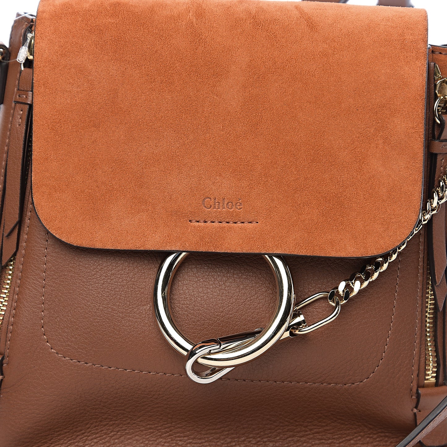 Suede Calfskin Small Faye Backpack Tan