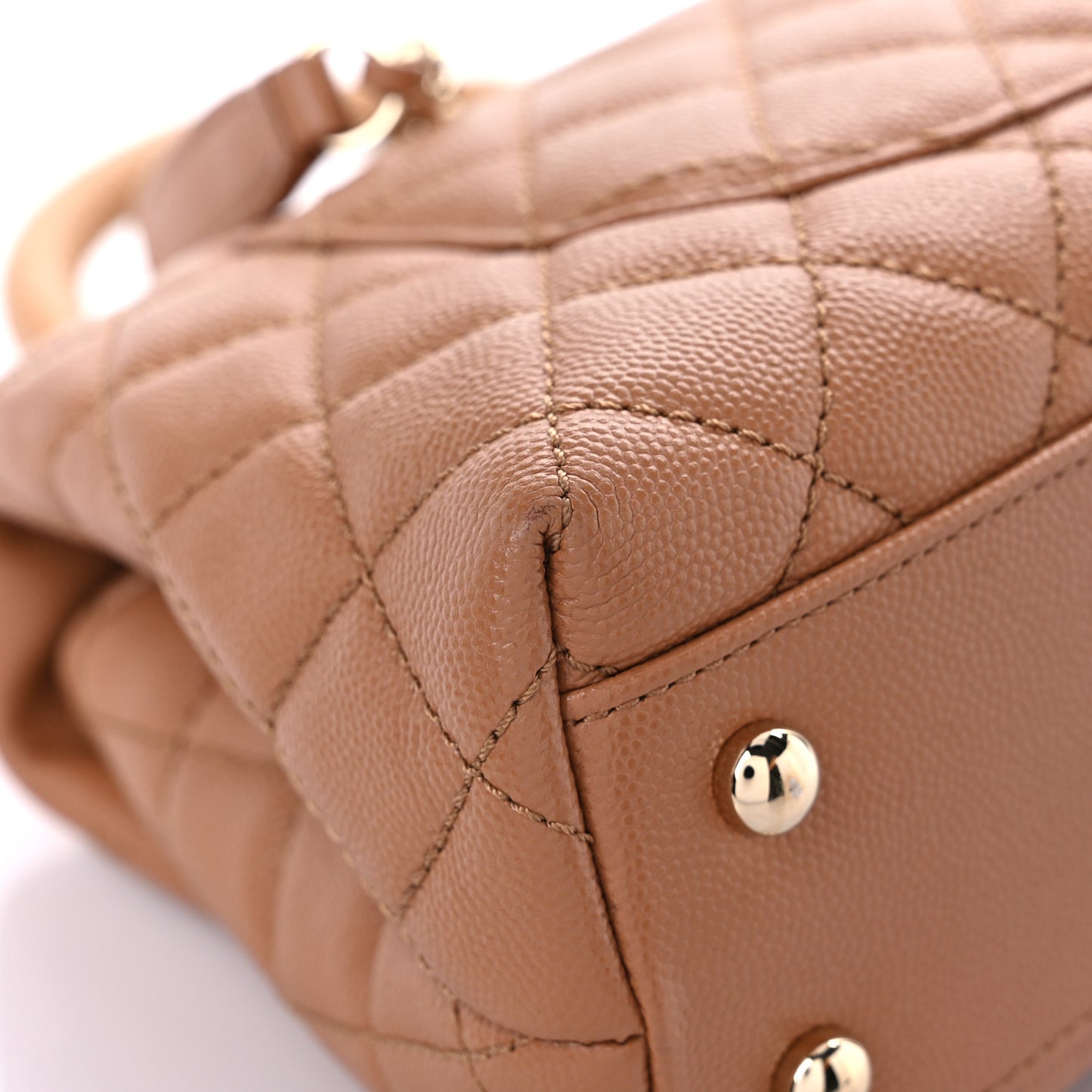 Caviar Quilted Lizard Embossed Mini Coco Handle Flap Brown