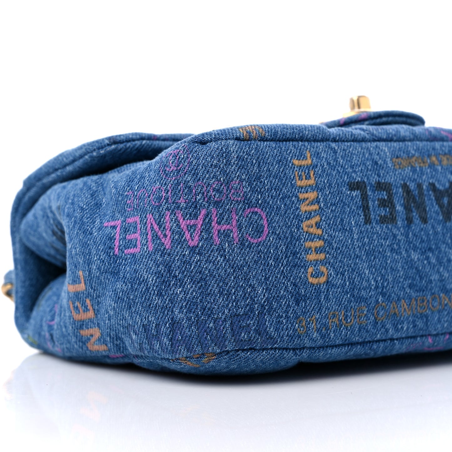 Denim Quilted Mini Denim Mood Rectangular Flap Blue Multicolor
