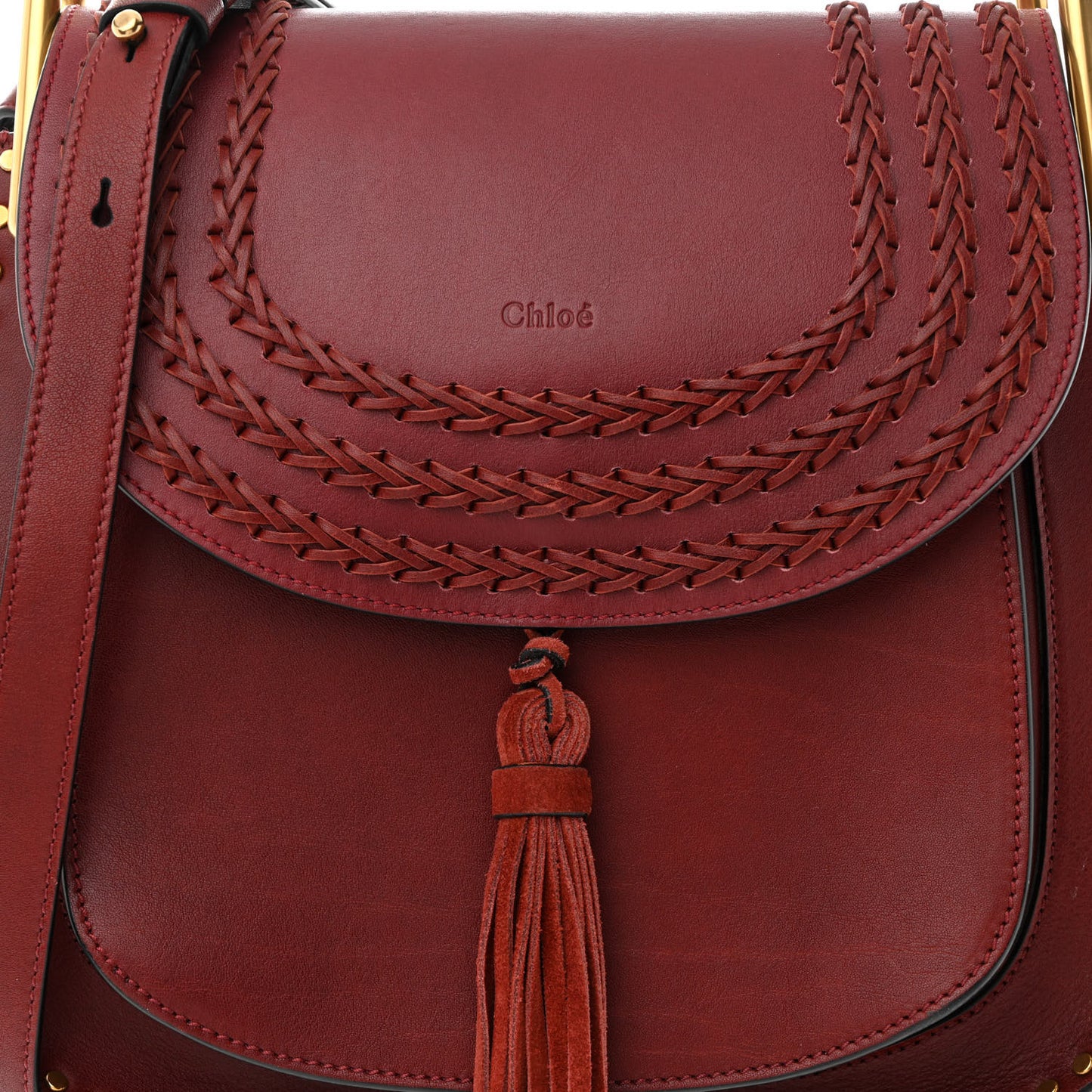Calfskin Braided Small Hudson Shoulder Bag Sienna Red