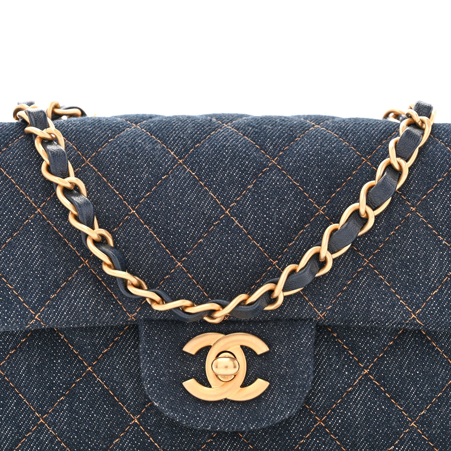 Chanel Denim Quilted Mini Rectangular Flap Dark Blue 8 of 10