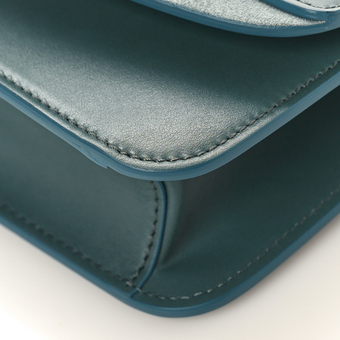 Calfskin Suede C Clutch With Chain Cloudy Blue