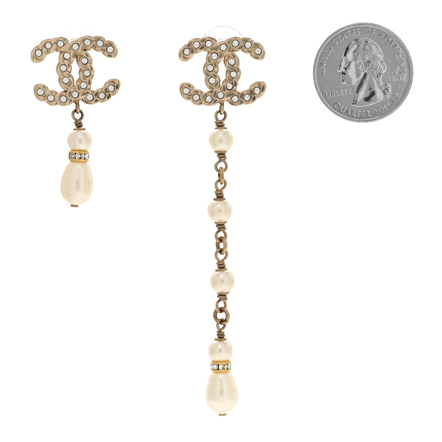 Crystal Pearl Pearls Coronation Uneven Earrings Gold