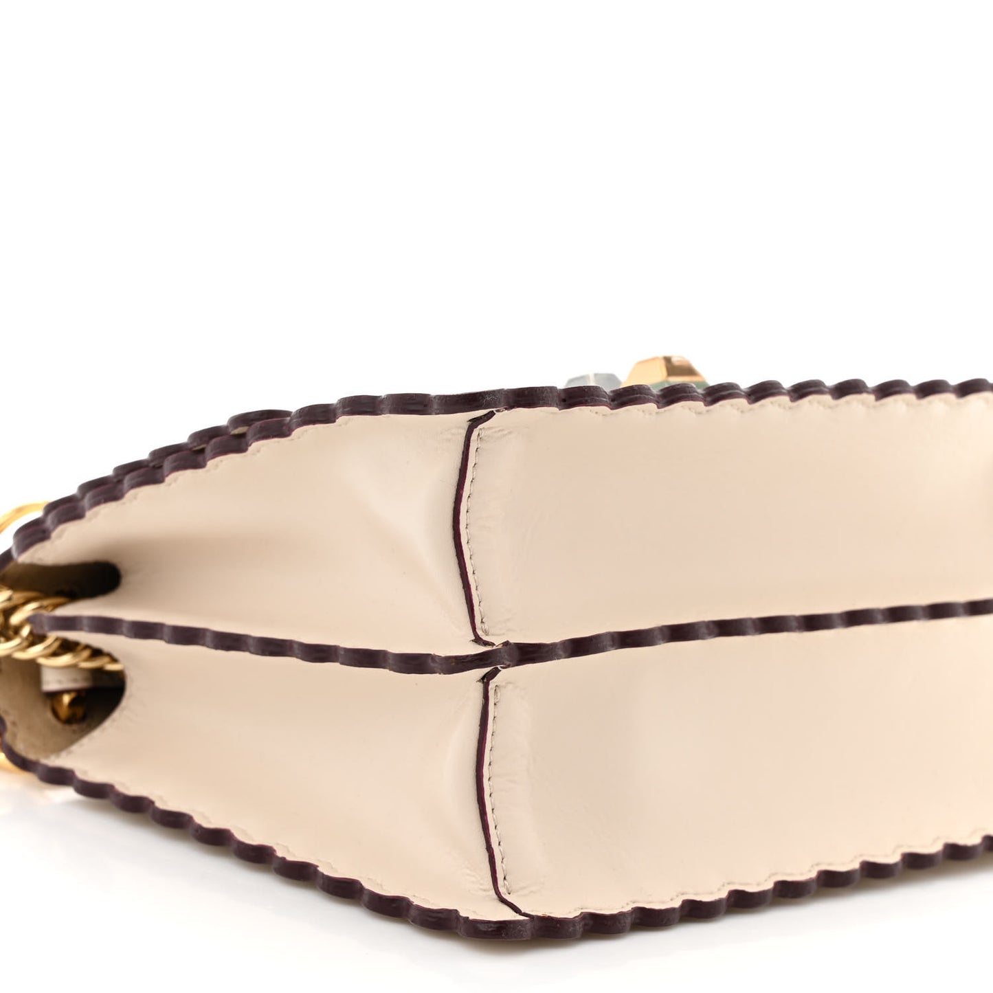 Vitello Liberty Scalloped Studded Small Kan I Shoulder Bag Camelia