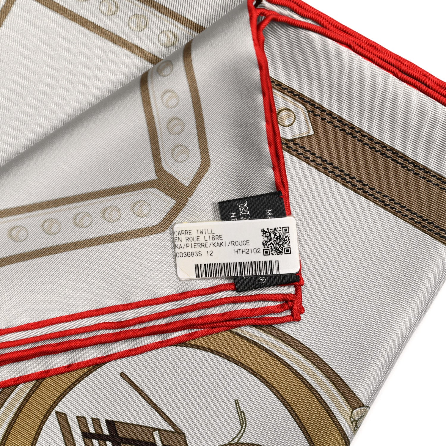 Hermes Silk En Roue Libre Scarf 90 Pierre Kaki Rouge 4 of 5