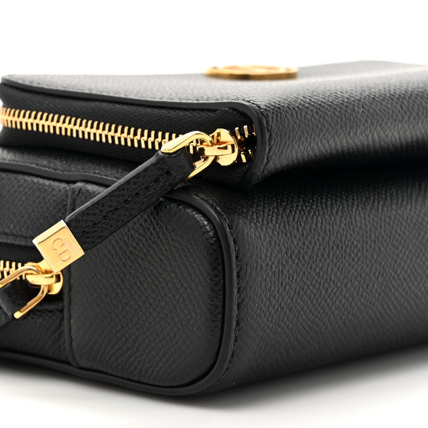 Grained Calfskin Caro Double Pouch Black
