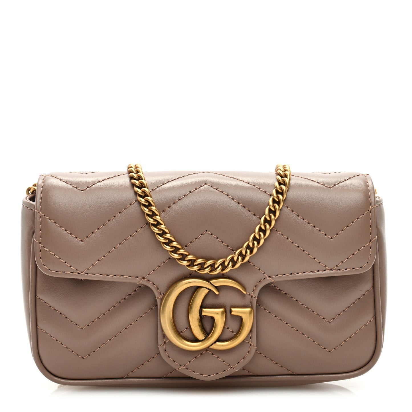 Calfskin Matelasse Super Mini GG Marmont Shoulder Bag Porcelain Rose