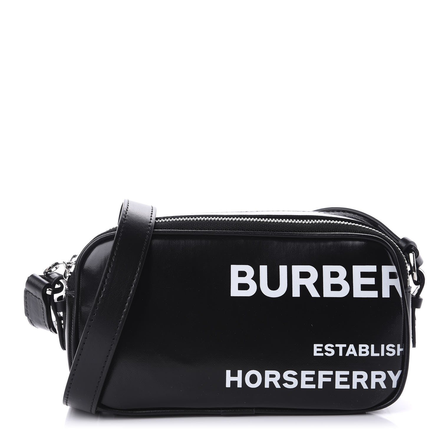 Burberry Coated Canvas Horseferry Print Micro Camera Bag Black 1 of 10