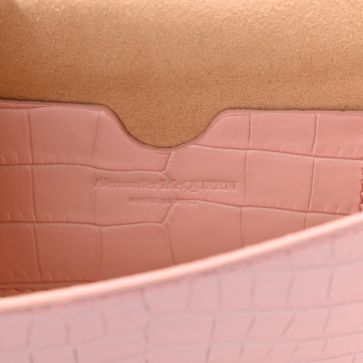 Calfskin Crocodile Embossed Skull Mini Crossbody Bag Pink