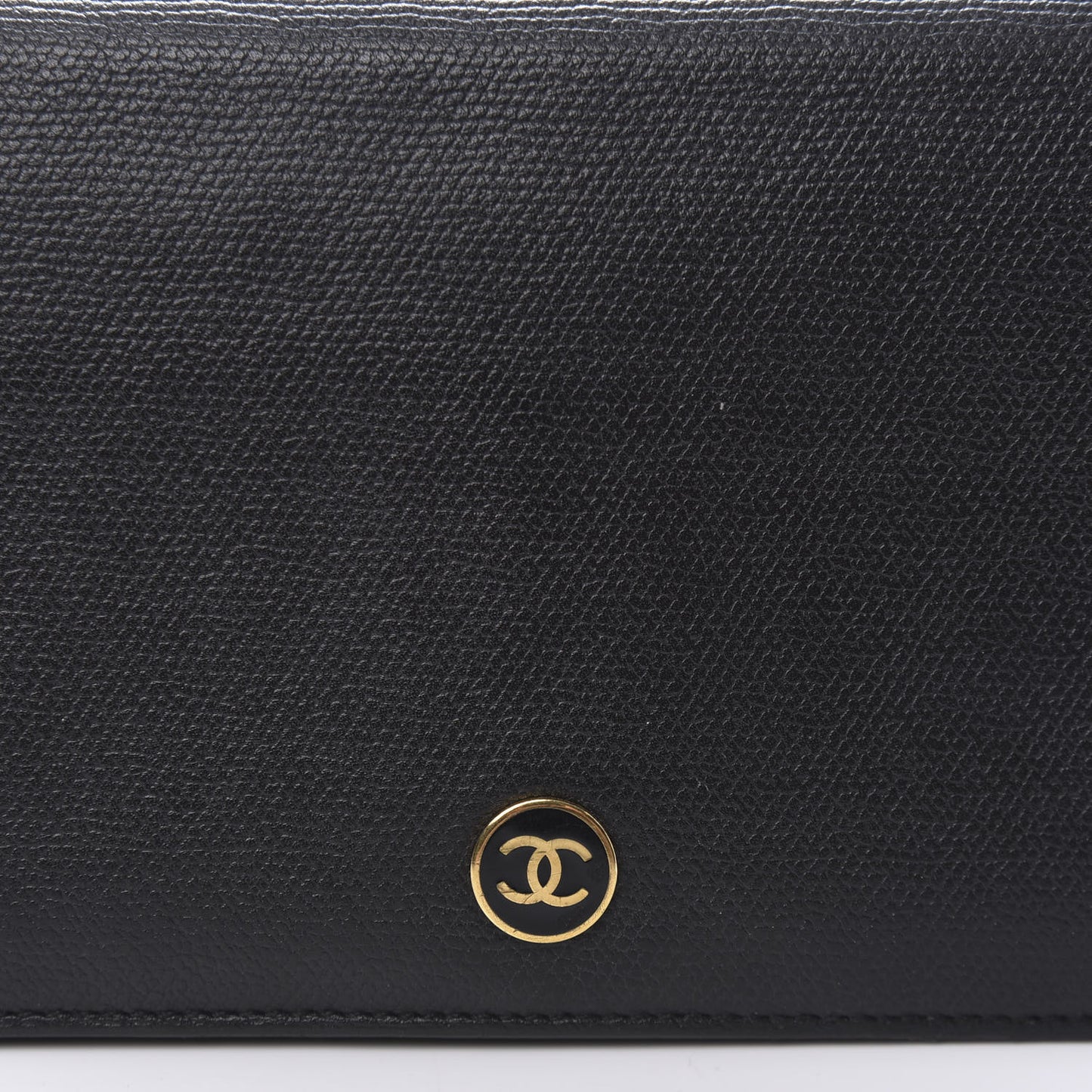 Grained Calfskin CC Button Yen Wallet Black
