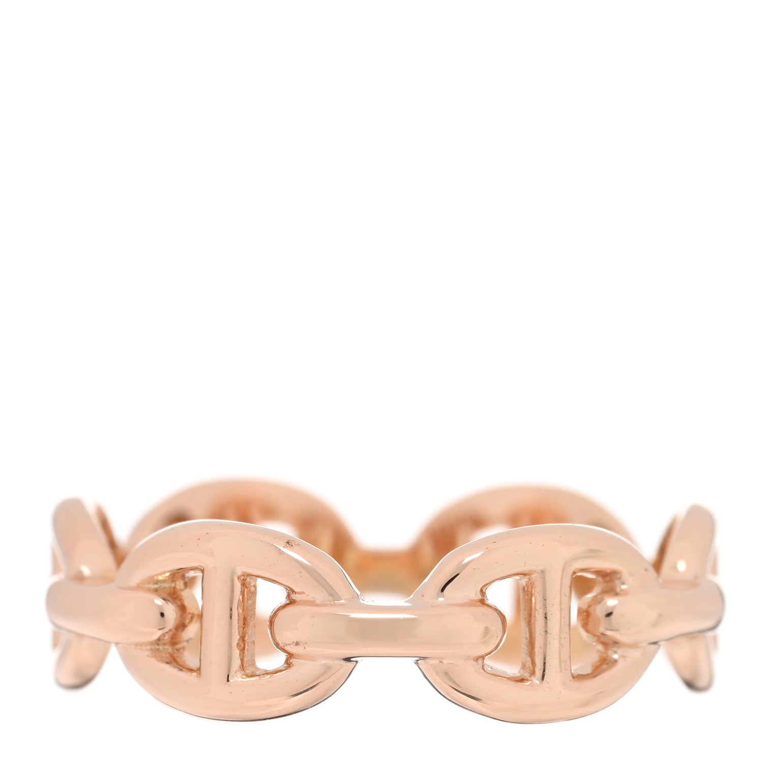 Hermes 18K Rose Gold PM Chaine d'Ancre Enchainee Ring 53 6.5 3 of 5