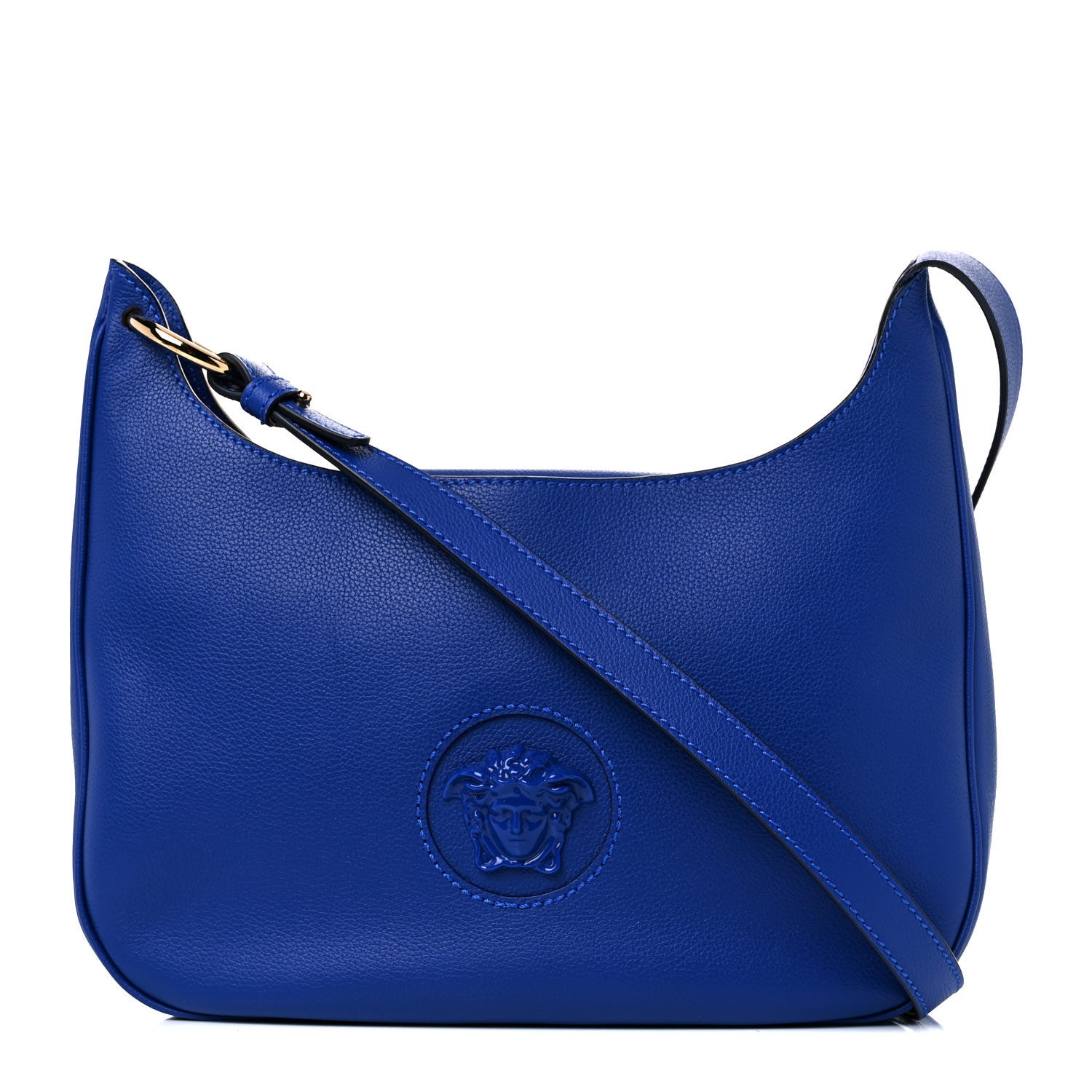 Versace Grained Calfskin La Medusa Shoulder Bag Lapis 1 of 9