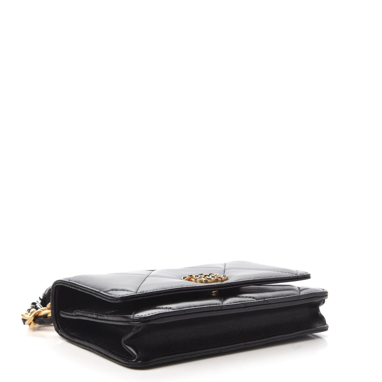 Lambskin Quilted Chanel 19 Wallet On Chain WOC Black
