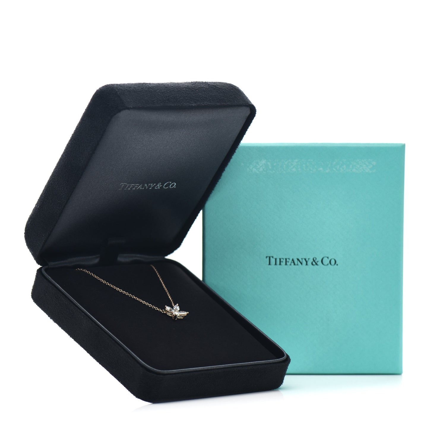 18K Rose Gold Diamond Medium Victoria Pendant Necklace