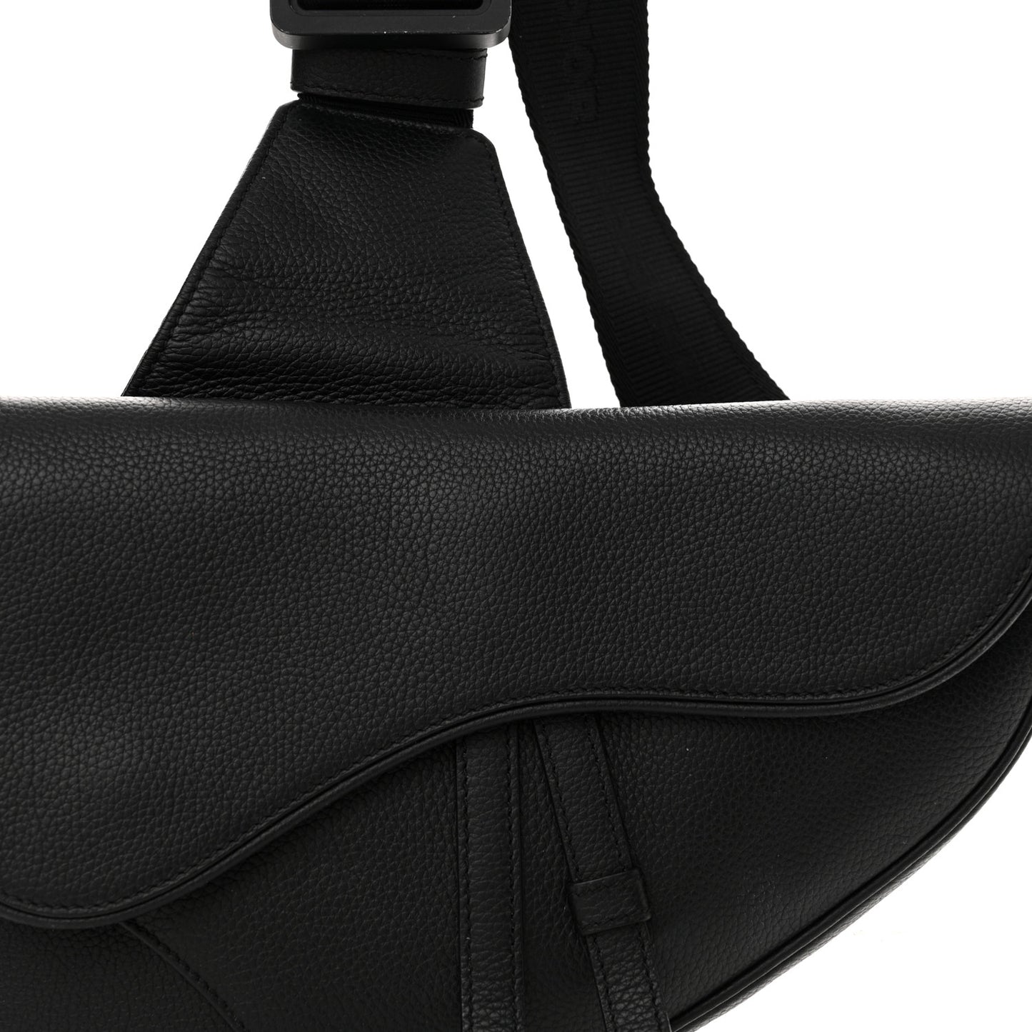 Grained Calfskin Mens Mini Saddle Bag Black