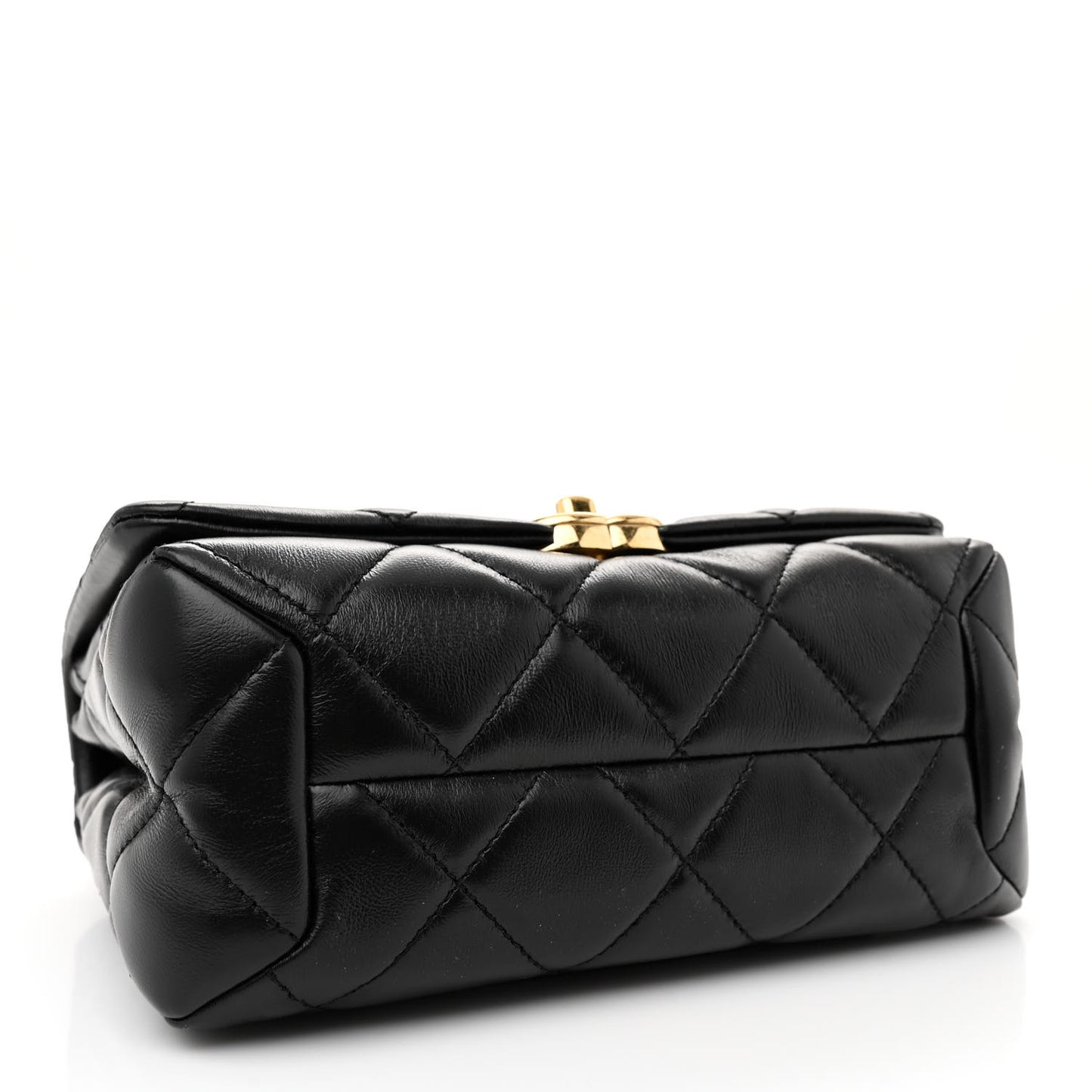 Lambskin Quilted Small Color Match Flap Black