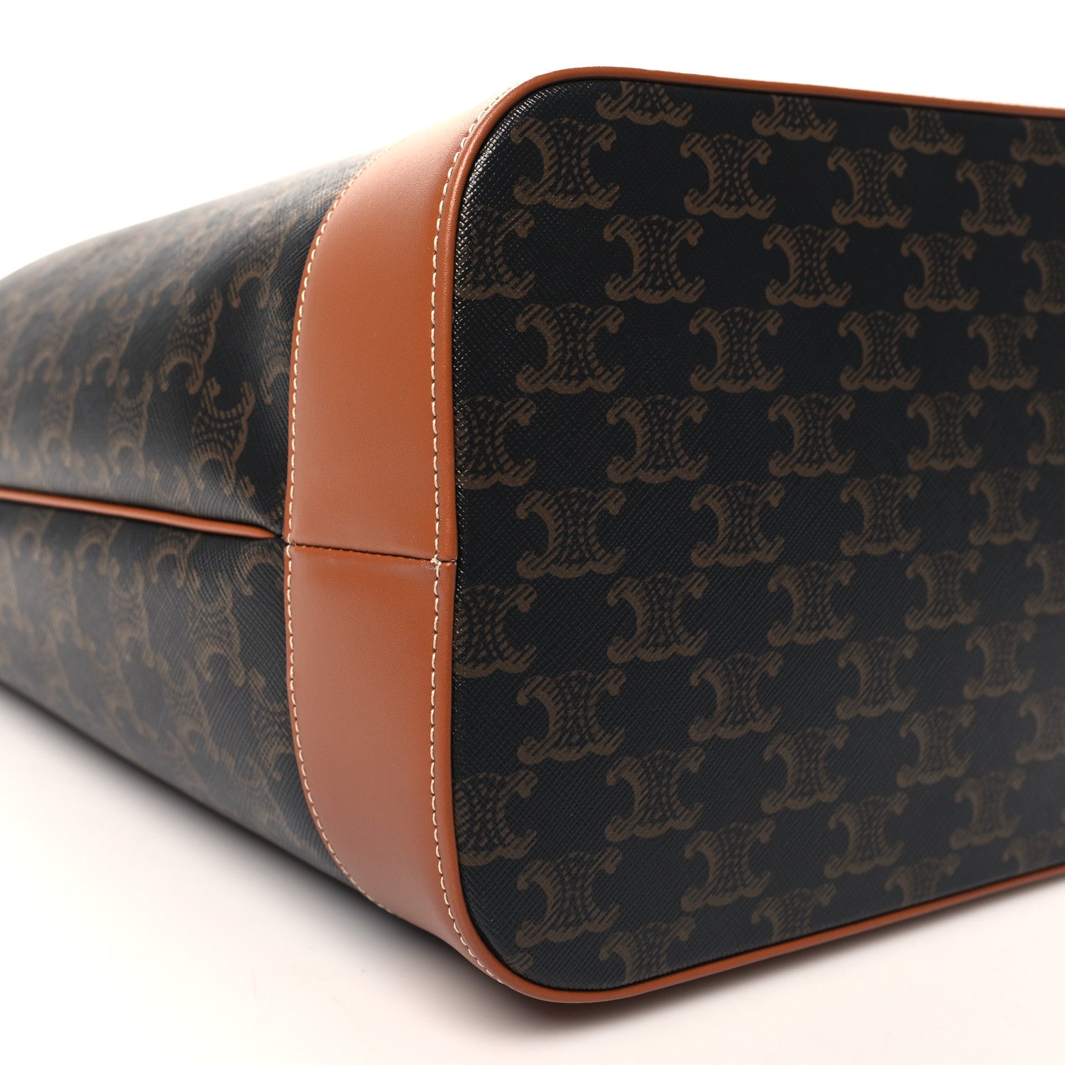 Celine Triomphe Canvas Calfskin Medium Bucket Bag Tan 9 of 11