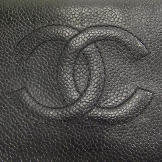 Caviar Zip Around Wallet Black