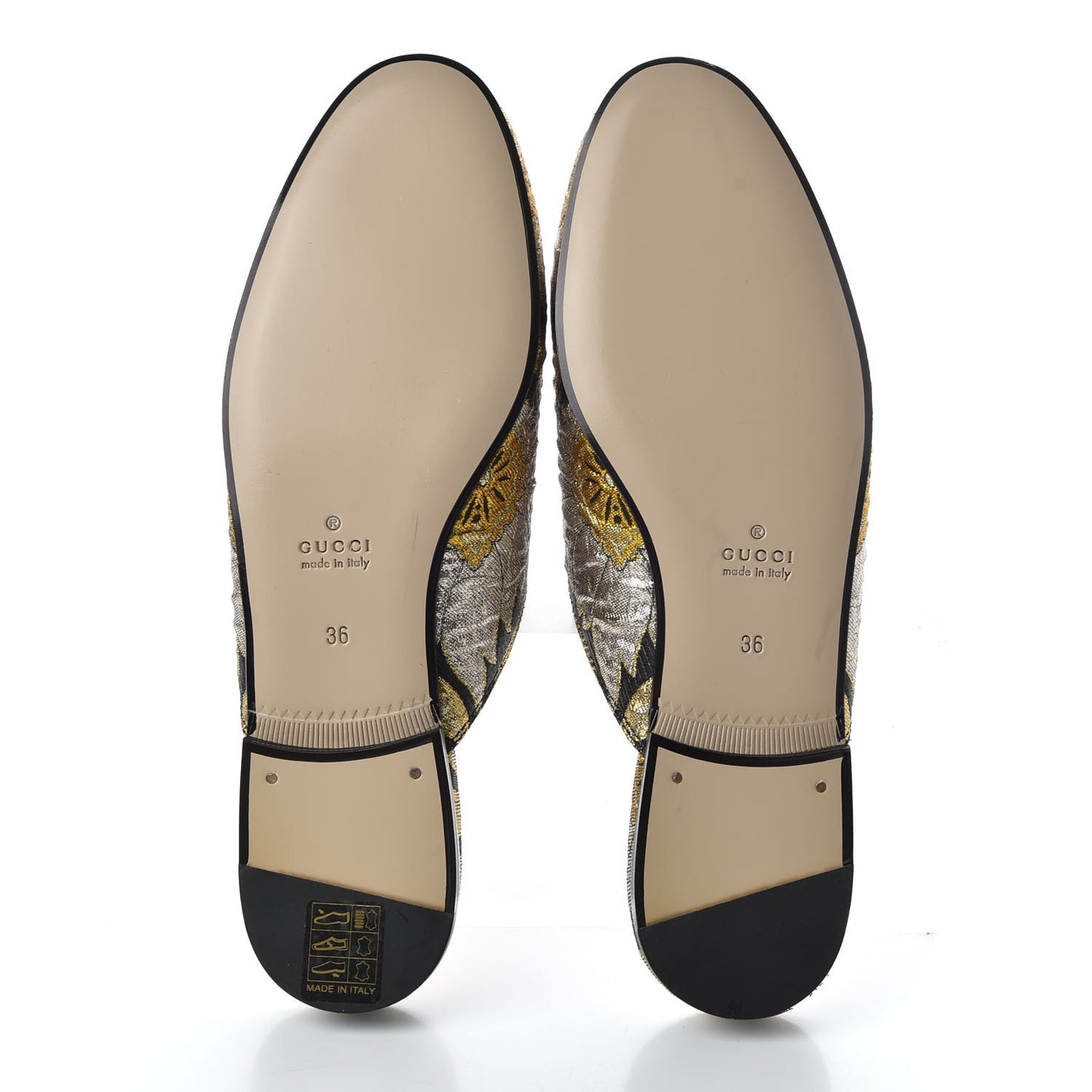Jacquard Floral Womens Princetown Slippers 36 Oro Black