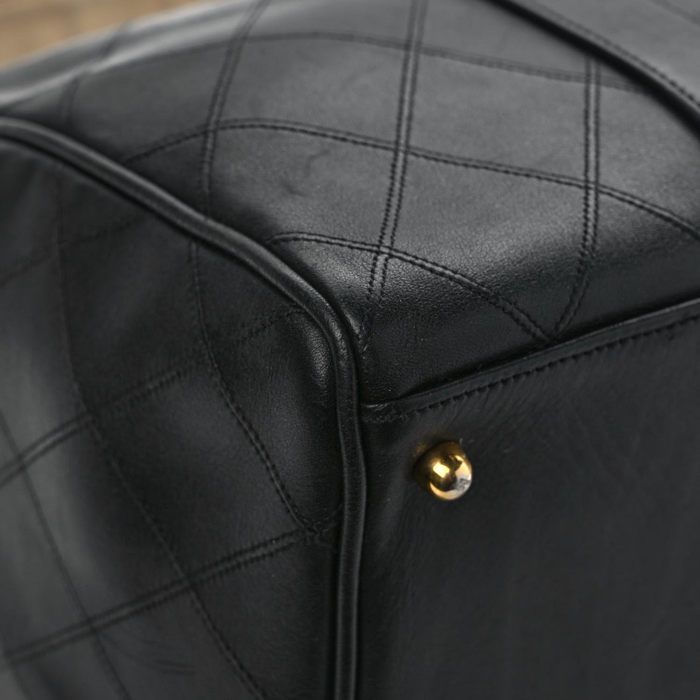 Calfskin Stitched CC Boston Black