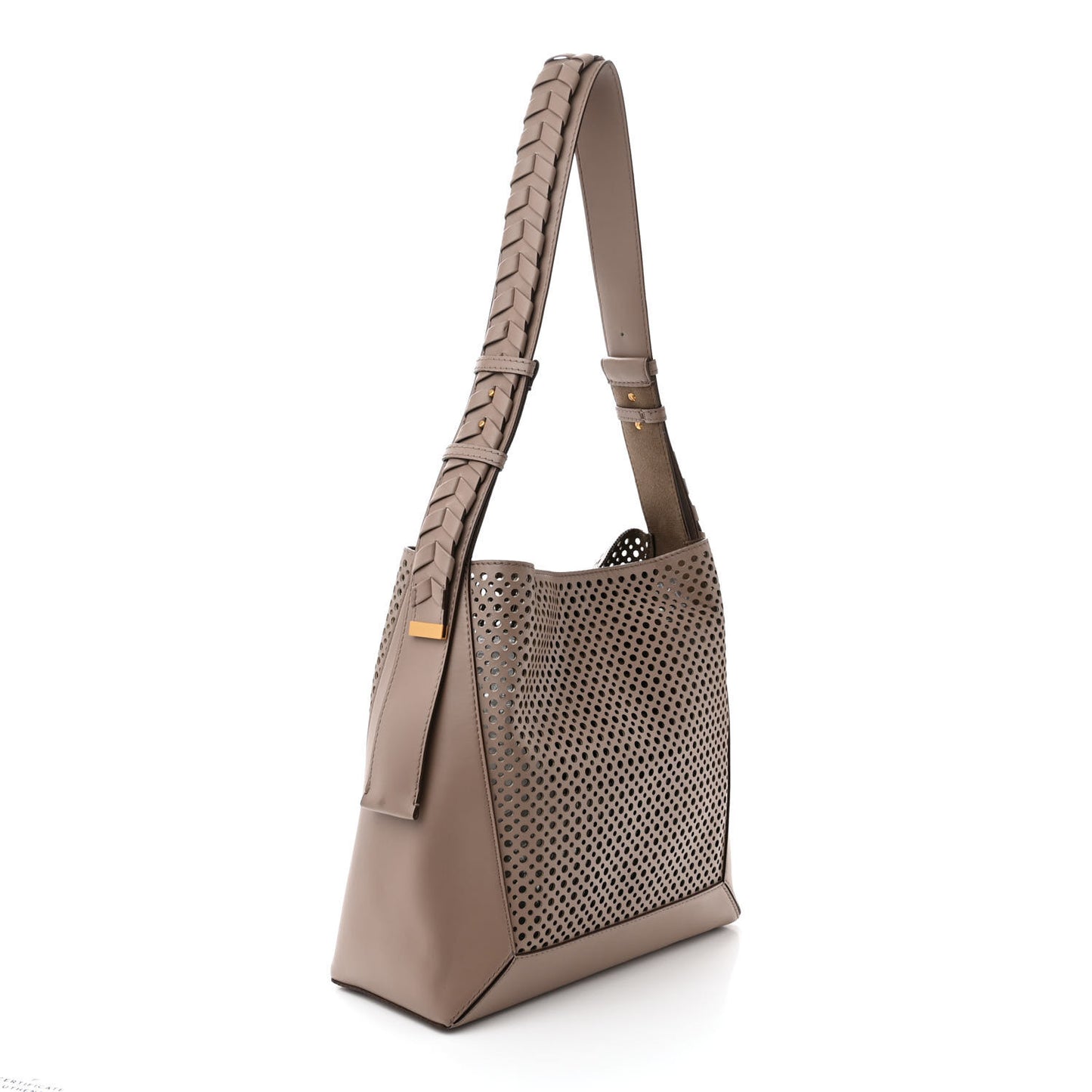 Alter Nappa Perforated Braided Shoulder Bag Brown Dark Beige