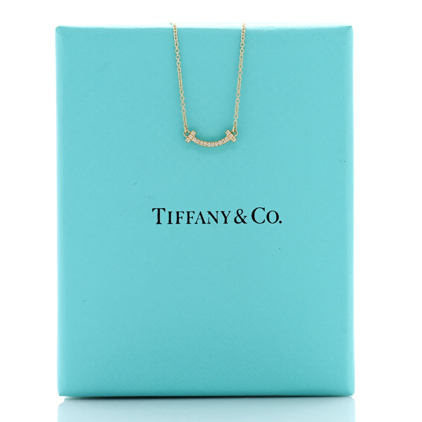 18K Yellow Gold Diamond Mini T Smile Pendant Necklace