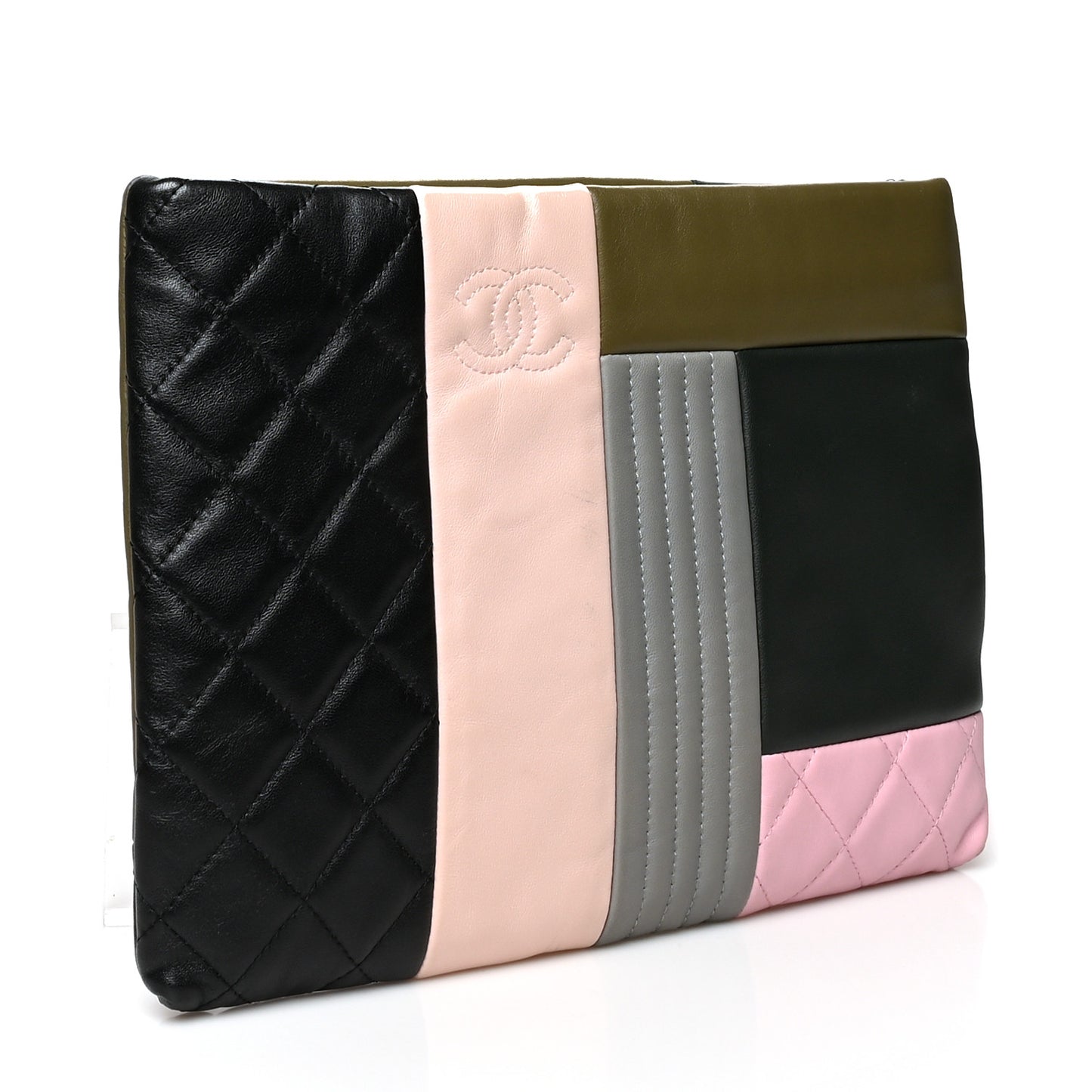 Lambskin Patchwork Large Cosmetic Case Multicolor