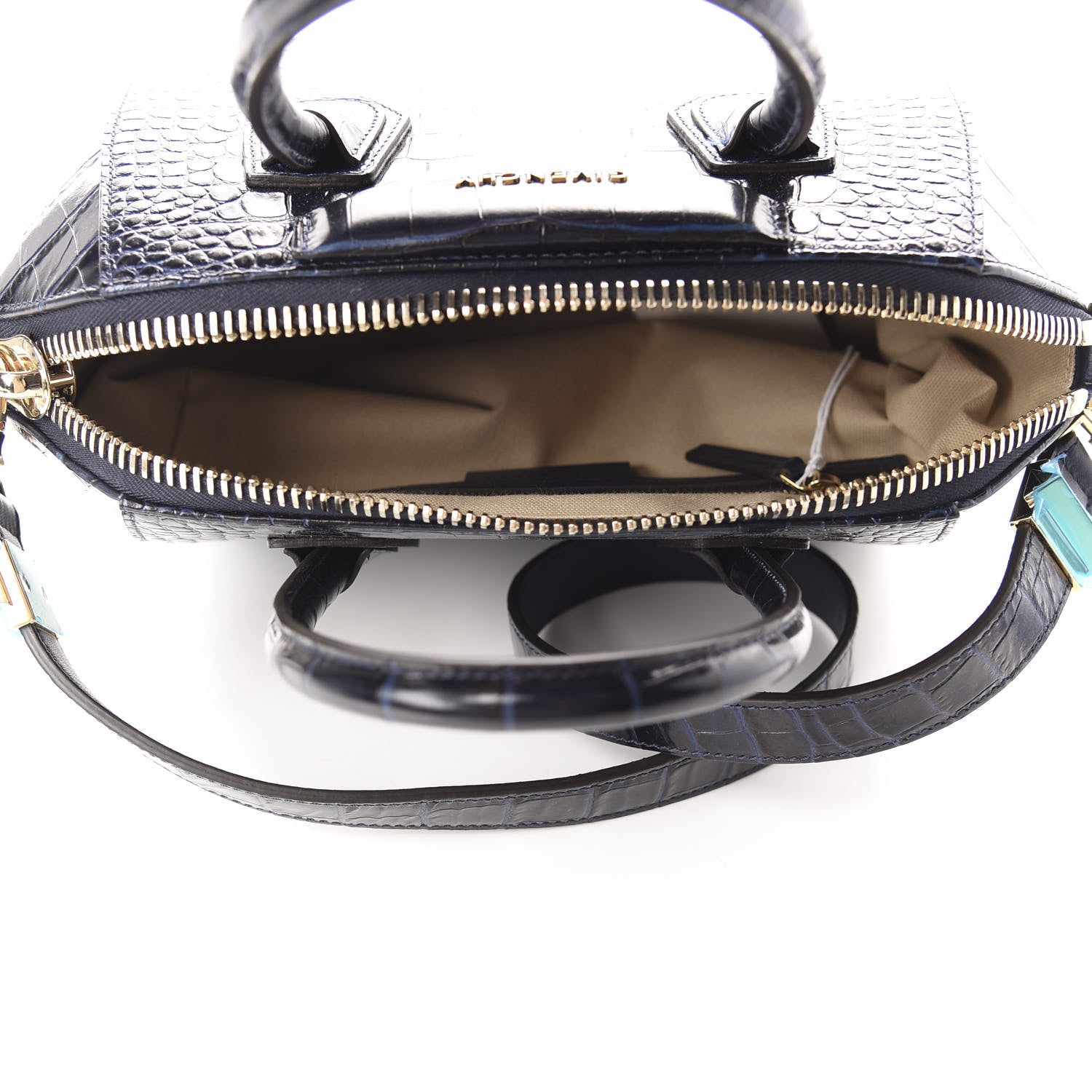 Givenchy Calfskin Crocodile Embossed Small Antigona Deep Blue 5 of 10