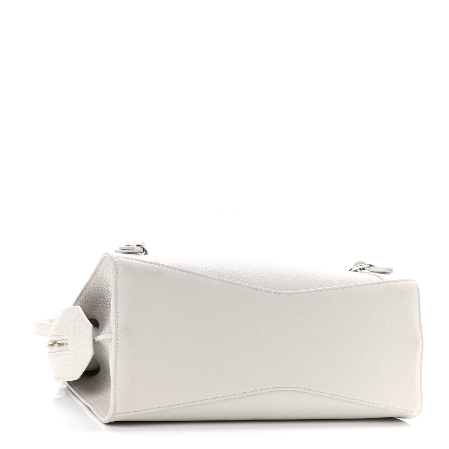 Grained Calfskin Neo Classic Silver Hardware S City Chalky White
