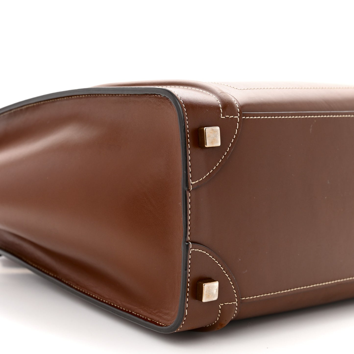 Satinated Natural Calfskin Micro Luggage Dark Brown