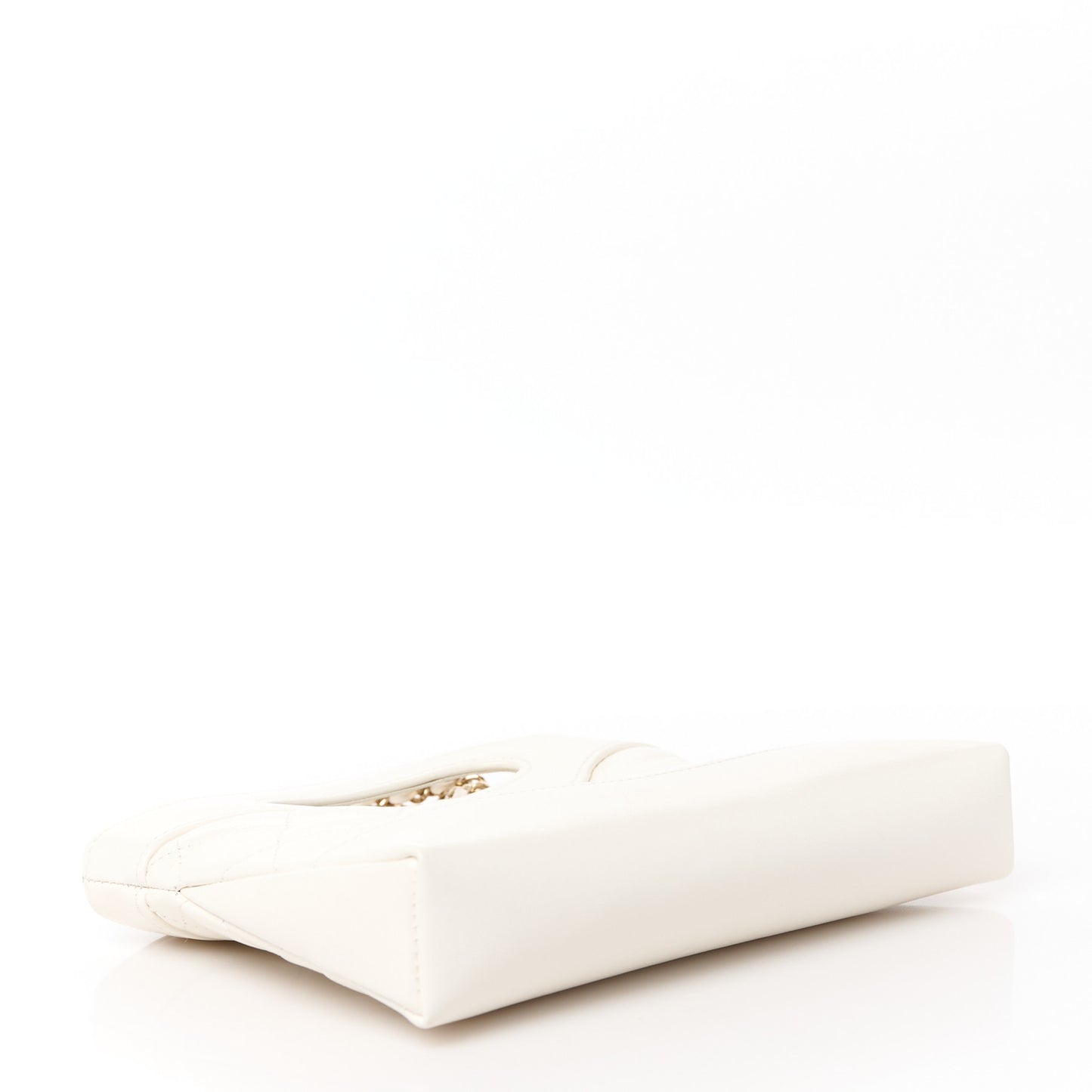 Shiny Lambskin Quilted Nano 31 Shopping Bag White