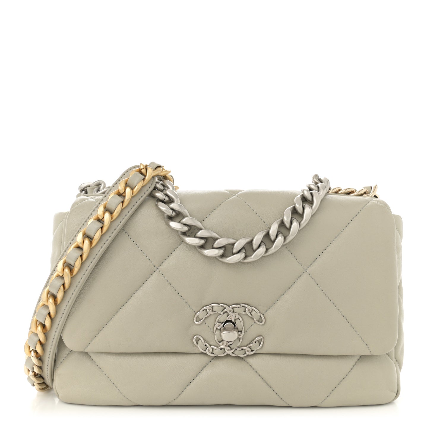 Lambskin Quilted Medium Chanel 19 Flap Grey