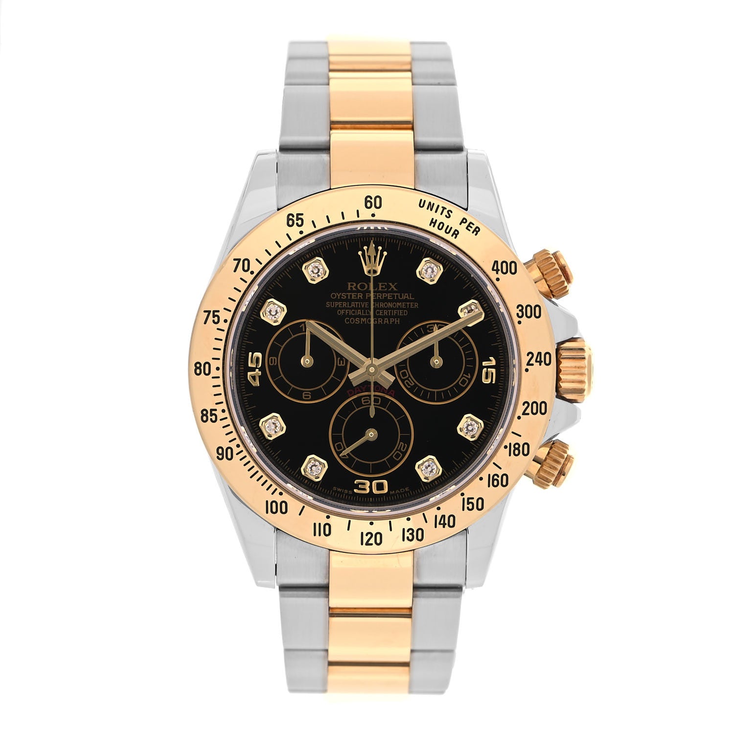 Rolex Stainless Steel 18K Yellow Gold Diamond 40mm Oyster Perpetual Cosmograph Daytona Watch Black 116523 1 of 4