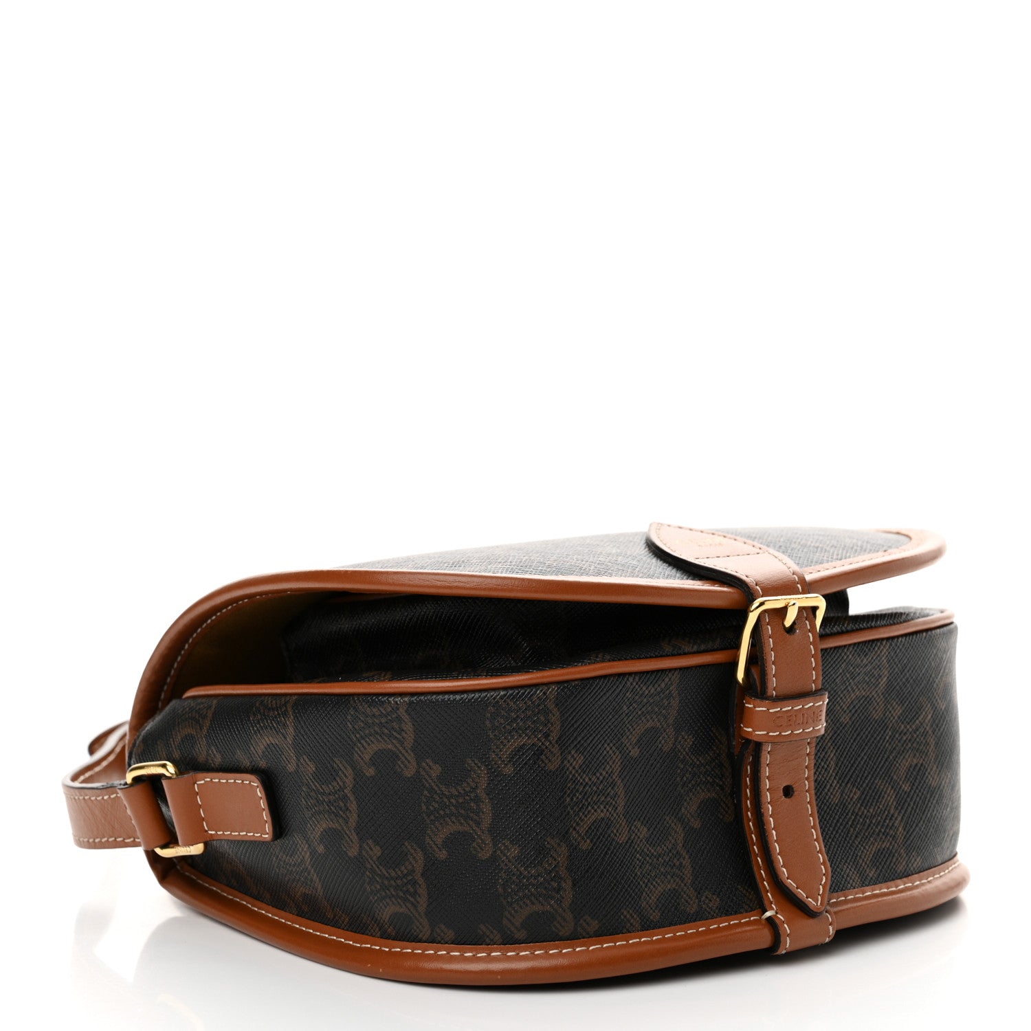 Celine Triomphe Canvas Medium Folco Bag Tan 4 of 15