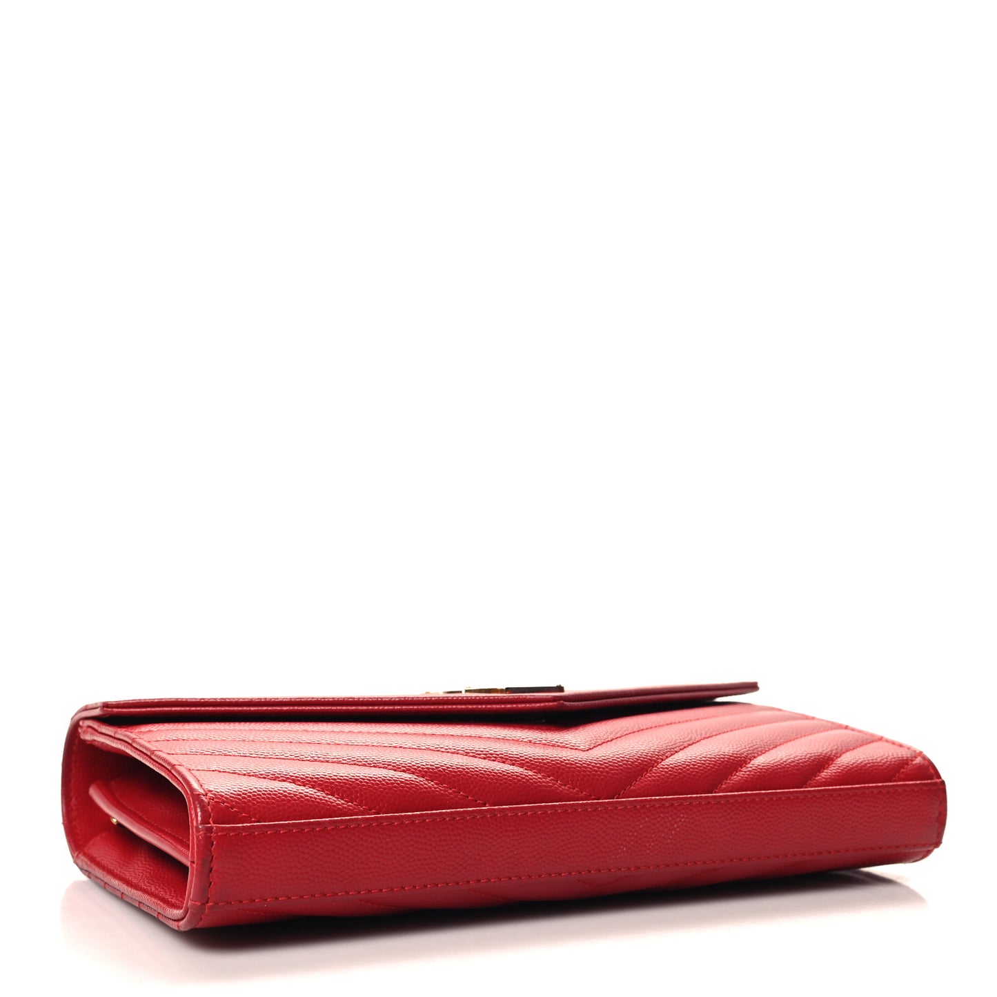 Grain De Poudre Matelasse Chevron Monogram Chain Wallet Red