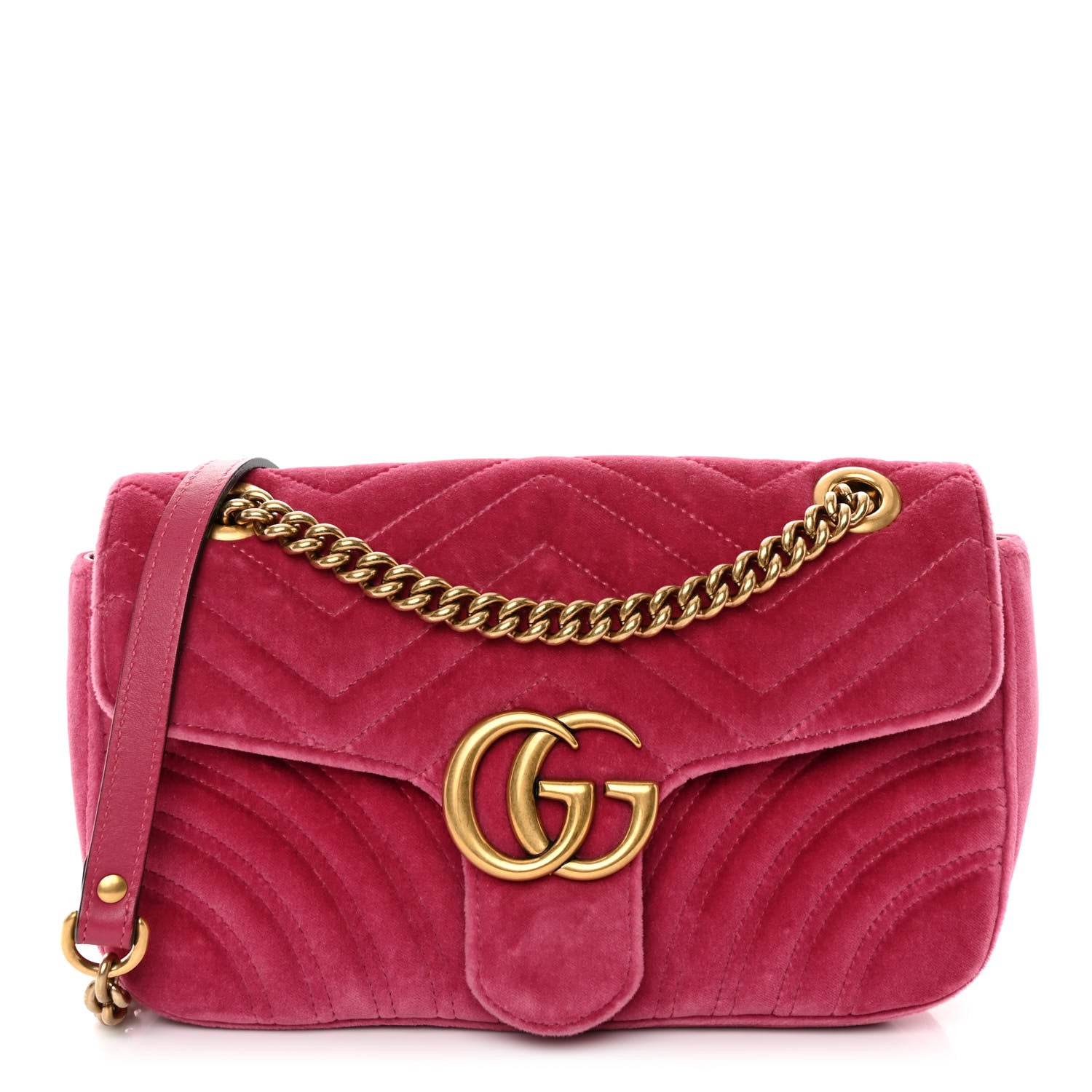 Gucci Velvet Matelasse Small GG Marmont Shoulder Bag Light Raspberry Rose 1 of 10