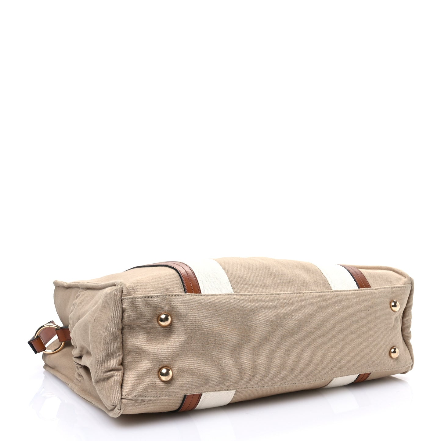Cotton Calfskin Diaper Bag White Brown