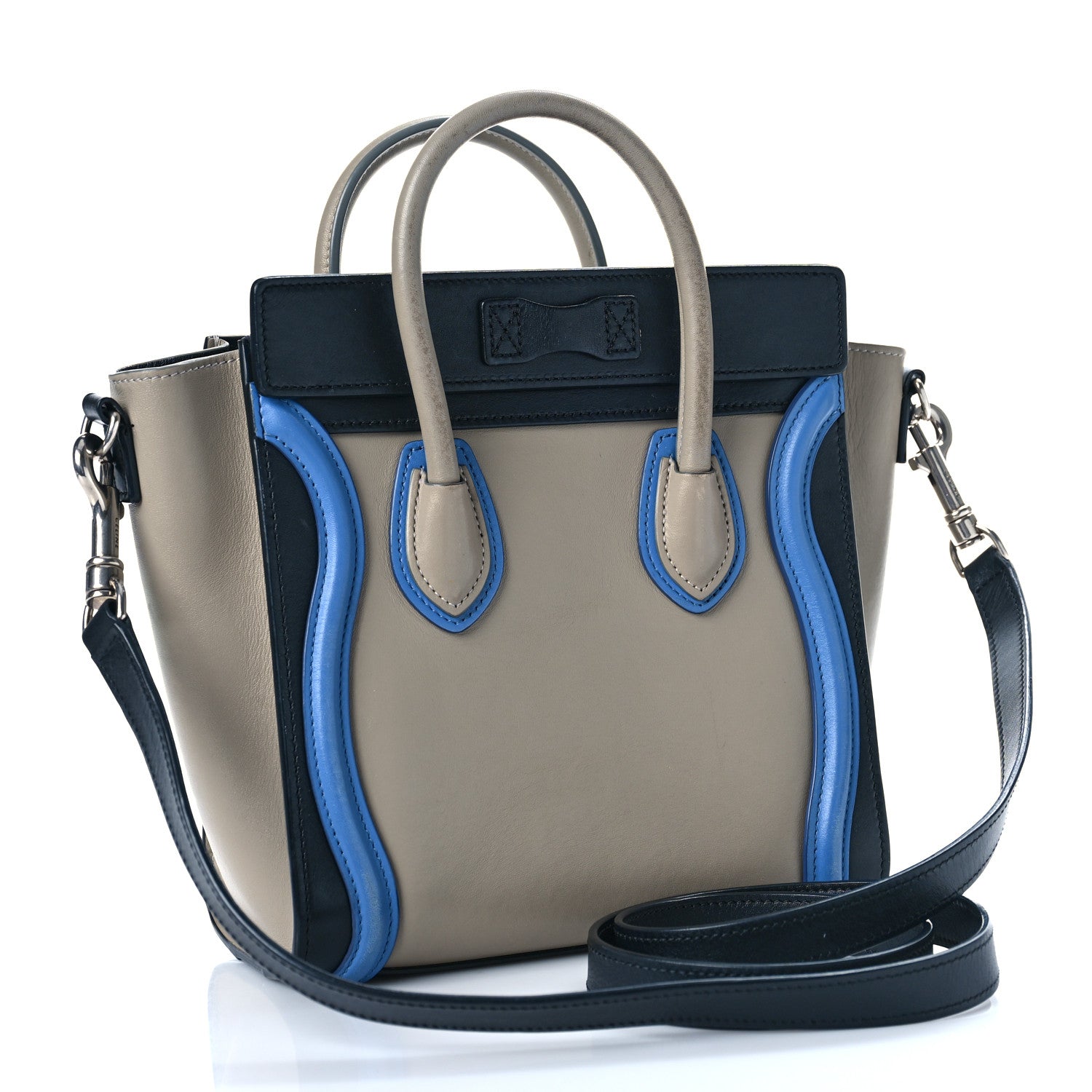 Celine Shiny Smooth Calfskin Tri-color Nano Luggage Quartz 3 of 18