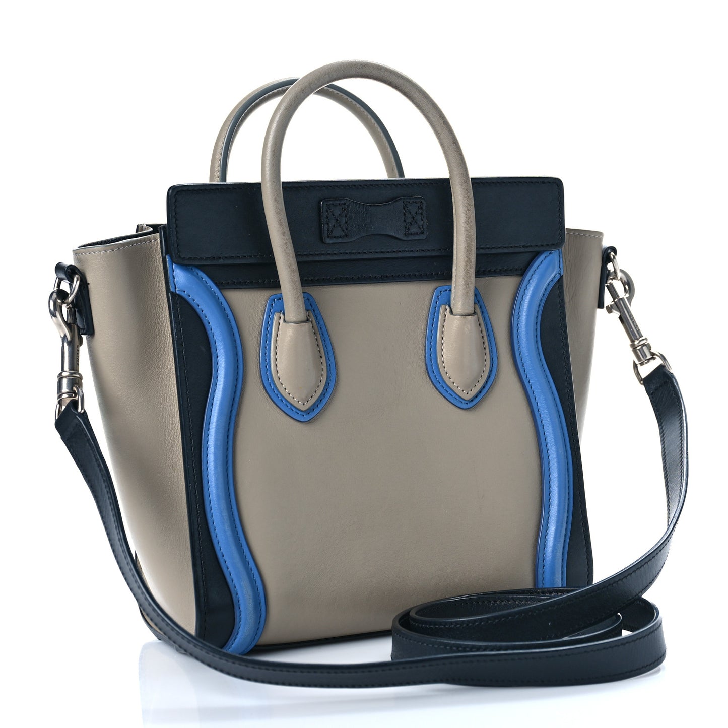 Shiny Smooth Calfskin Tri-color Nano Luggage Quartz