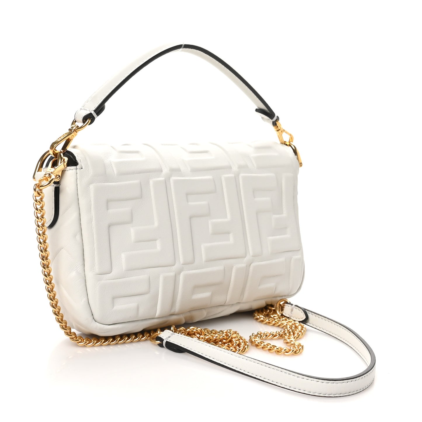 Nappa FF 1974 Embossed Mini Baguette White